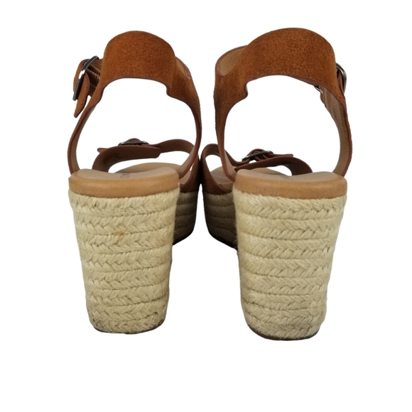 Lucky Brand Naveah Camel Brown Leather Platform Espadrille Women's Size 11 - Picture 7 of 9